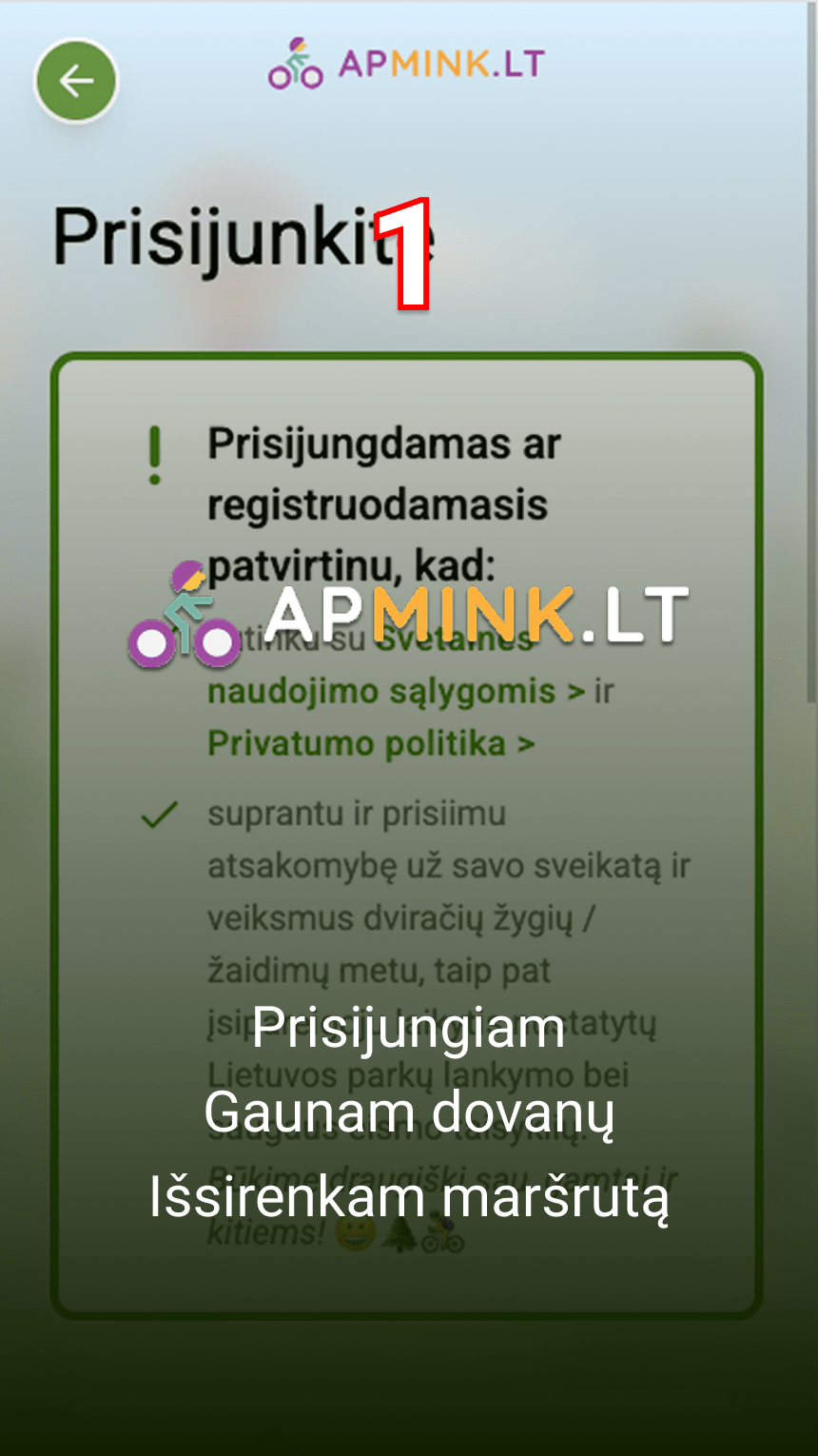 #1 | Kaip prisijungti prie Apmink.lt ir išsirinkti pirmą maršrutą