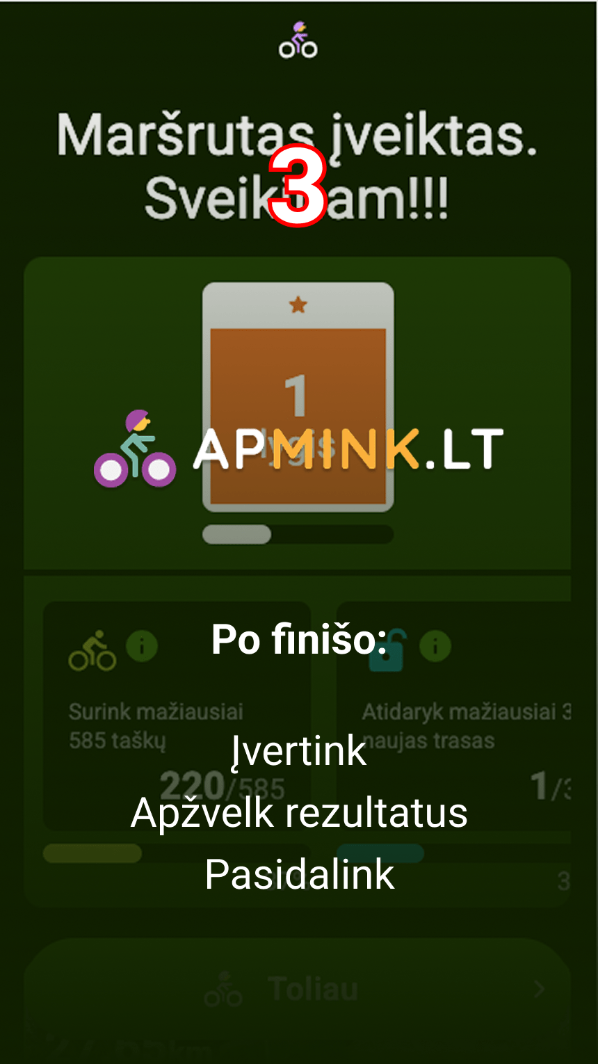 #3 | Įvertink maršrutą, pasidalink rezultatais ir sek savo progresą